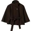Generic Poncho da donna con maniche a pipistrello cappotti da pisello in lana colletto alla coreana cintura mantelle giacca elegante monopetto mantello cappotto