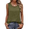 Generico Canottiera Donna Cotone Lino Spalla Larga Bianca Senza Maniche Estiva Base Tank Top Canottiera Leggero Elegante Camicia Tinta Unita Tunica Blusa Casual Traspirante Maglietta Tops