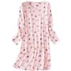 Generic Camicia da notte lunga da donna, a maniche lunghe, in morbido cotone, per il tempo libero, leggera, morbida, con stampa, casual, traspirante, per la casa