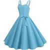 Generic Rockabilly, abito da donna, tinta unita, senza maniche, per cocktail, casual, con scollo a V, per feste, carnevale, anni '50, stile vintage, a vita alta, linea ad A