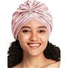 LilySilk 100% seta di gelso cappello per capelli ricci 19 momme seta bonnet cappello notte copricapo per capelli da donna con fascia elastica, rosa antico, Taglia unica