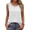 Generico Canottiera Donna Cotone Lino Spalla Larga Bianca Senza Maniche Estiva Base Tank Top Canottiera Leggero Elegante Camicia Tinta Unita Tunica Blusa Casual Traspirante Maglietta Tops