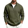 Generic Felpa con cappuccio da uomo con zip a un quarto - Top termico a maniche | Felpa termica ampia con colletto alla coreana maglione casual con tasche frontali Comforte top leggeri per allenamento