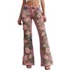 Generic Jeans svasati con stampa floreale da donna eleganti jeans a campana eleganti pantaloni a palazzo elasticizzati con tasche a vita alta pantaloni in denim dimagranti gamba larga dritto per uscire