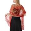 SEAUR Sciarpa da donna con paillettes, motivo floreale, con frange, stile anni '20, per cocktail party, 190 x 60 cm