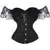 Jywmsc Corsetto Nero Donna in Pizzo Floreale Bustier Sopraseno Modellante Stile Gotico con Lacci per Cosplay Halloween e Feste