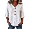 Generico Bluse Donna Eleganti Estiva Magliette Manica Tre Quarti con Volant Taglie Forti Fantasia Camicette Curvy Scollo a V Camicia Basic Maglia Manica Lunga Firmate Vintage Blusa Tshirt