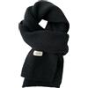TILEZE Sciarpa Donne Sciarpe di Cashmere Lady Inverno Thicken Caldo Morbido Pashmina Scialli Wraps Femminile Colore Puro Maglia Lunga Sciarpa-Nero-18X145Cm