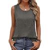 Generico Canottiera Donna Cotone Lino Spalla Larga Bianca Senza Maniche Estiva Base Tank Top Canottiera Leggero Elegante Camicia Tinta Unita Tunica Blusa Casual Traspirante Maglietta Tops