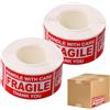 Vidsmow 2 PCS 500 Etichette Attenzione Frammenti di Vetro, 25 x 45 mm, Pericolo di Rottura, Handle With Care, Ideali per Scatole di Spostamento