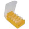 TimeTEX - Cassetta per schede in plastica resistente, A8, semitrasparente con coperchio retrattile, metodo di apprendimento a 5 scomparti, 20 x 9 x 6,5 cm, colore: giallo