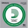 D'Addario Corda Singola D'Addario Nw026 per Chitarra Elettrica, Nickel Wound, .026