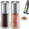 SILBERTHAL Macina Sale e Pepe Manuale - Set Acciaio Inox - Macina Ceramica | Macinazione regolabile, per sale grosso, pepe in grani e spezie, vetro, coperchio ermetico, lavabile in lavastoviglie