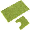 WohnDirect Set 2 tappeti bagno 70x120+45x45 Verde con WC | Duo grande formato con incavo per il water - valorizza con stile i bagni spaziosi