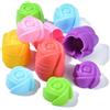 UR URLIFEHALL 50 Pezzi di Coperchi per Cupcake in Silicone a Forma di Rosa, Pirottini Riutilizzabili per Cupcake, Stampi in Silicone a Fiori per Budino, Muffin, Sapone, Candela, Artigianato Fai-da-Te