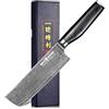 Kitory coltello kiritsuke da cucina da 20 cm, coltello professionale chef in acciaio damasco 73 strati 10Cr15CoMoV con manico ergonomico in legno nero