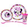 CARTOON Set stoviglie Minnie Mouse in plastica riutilizzabile 5 pezzi piatti bicchiere posate per bambini set pranzo