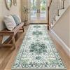XSIVOD Tappeto Runner Antiscivolo Lavabile per Corridoio, 60x180 cm, Verde | Tappeto Runner Vintage Pelo Corto, Gomma Antiscivolo, Antimacchia e Anti-Sbiadimento, per Ingresso, Cucina, Camere e Bagno.
