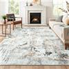 Terven Tappeto Salotto Tappeto Antiscivolo Astratto Lavabile 160x230cm | Tappeto moderno in gomma, antimacchia, a pelo basso, pieghevole, per casa, cucina, dormitorio, colore: grigio oro