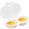 Oynojkif Stampo per uova in camicia per microonde, 2 tazze con coperchio | Pentole antiaderenti per uso alimentare, per la colazione rapida delle uova, per forno a microonde, per cottura a vapore