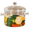 Joygoodta Pentole in vetro per cucinare sul fornello, pentole in vetro trasparente da 1, 9 litri, pentola borosilicato con coperchio e manici per zuppe, alimenti per bambini