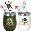 GiftGleam Set regalo da campeggio per coppie, 2 bicchieri termici in acciaio inox da 12 oz King des Campers e Regina del camper con portachiavi - regalo divertente per campeggiatori, camper e amanti della