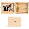 Auibor Scatola regalo in legno per fidanzata, con scritta Glück ist eine Freundin wie Dich Zu haben, regalo per fidanzata, compleanno, migliore amica, con fiori secchi, magnete fotografico