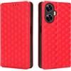 Generico DayQiQiPu Cover per Realme C55 RMX3710 (6,72 Pollici) Custodia in pelle PU con Motivo a cubi 3D Chiusura Magnetica Caso portafoglio a conchiglia con supporto, Rosso