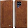 rongki Custodia per Samsung Galaxy M53, Cover in Pelle Sintetica Portafoglio con Slot per Carte, Supporto, Chiusura Magnetica, Antiurto Case per Samsung M53, Marrone