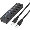 MALSSE Adattatore di espansione USB a 7 porte 5Gbps Trasferimento dati veloce 4 USB3.0 3 Tipo C Interruttori di Controllo Per PC Laptop Multi Port Adattatore USB Per Laptop