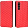 Generico DayQiQiPu Cover per Realme X50 Pro 5G RMX2075 (6,44 Pollici) Custodia in pelle PU con Motivo a cubi 3D Chiusura Magnetica Caso portafoglio a conchiglia con supporto, Rosso