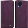 rongki Custodia per Samsung Galaxy M32 4G/M22, Cover in Pelle Sintetica Portafoglio con Slot per Carte, Supporto, Chiusura Magnetica, Antiurto Case per Samsung Galaxy M32 4G/M22, Viola