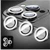 LucBuy Pellicola Protettiva Luminosa per Obiettivo Della Fotocamera Compatibile con iPhone 18 Pro/18 Pro Max, Copertina per Fotocamera in Vetro Temperato Bling, Anelli in Lega (Bianco)