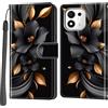 PHINIENLAND Cover per Honor 600 Smart custodia portafoglio Fiori | 3 scomparti carte, 1 tasca banconote, Chiusura magnetica, Supporto, Pelle PU flip cover per Honor 600 Smart