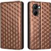 Generico DayQiQiPu Cover per Realme C33 RMX3624 (6,5 Pollici) Custodia in pelle PU con Motivo a cubi 3D Chiusura Magnetica Caso portafoglio a conchiglia con supporto, Marrone