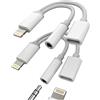 zoyuzan Adattatore AUX per cavo jack per cuffie 2in1 (2 pezzi) da Lightning a 3,5 mm Splitter Cavo di ricarica Dongle Adattatore audio certificato MFI Para Music Convertitore di ricarica per Apple 7 8Plus 11