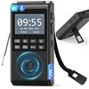 Gracioso Radio DAB portatile con Bluetooth 5.3, radio FM alimentata a batteria ricaricabile piccola, doppia sveglia orologio, radio digitale DAB+ con display a colori, altoparlante grande da 5 W, supporto