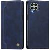 rongki Custodia per Samsung Galaxy M33, Cover in Pelle Sintetica Portafoglio con Slot per Carte, Supporto, Chiusura Magnetica, Antiurto Case per Samsung Galaxy M33, Blu scuro