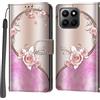 PHINIENLAND Cover per Honor 400 Smart 4G/5G custodia portafoglio Rosa | 3 scomparti carte, 1 tasca banconote, Chiusura magnetica, Supporto, Pelle PU flip cover per Honor 400 Smart