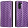 Generico DayQiQiPu Cover per Realme C33 RMX3624 (6,5 Pollici) Custodia in pelle PU con Motivo a cubi 3D Chiusura Magnetica Caso portafoglio a conchiglia con supporto, Viola