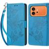 KENHONER Custodia per Honor 600/600 Pro 5G Cover, Blu Farfalla | Portafoglio in Pelle PU Retro, Antiurto Flip, Slot per Schede, Funzione Stand, Chiusura Magnetica