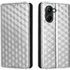 Generico DayQiQiPu Cover per Realme C33 RMX3624 (6,5 Pollici) Custodia in pelle PU con Motivo a cubi 3D Chiusura Magnetica Caso portafoglio a conchiglia con supporto, Argento
