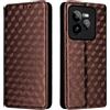 Generico DayQiQiPu Cover per Realme GT 7 Pro RMX5010, RMX5011 (6,78 Pollici) Custodia in pelle PU con Motivo a cubi 3D Chiusura Magnetica Caso portafoglio a conchiglia con supporto, Marrone