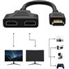 Auravale Adattatore Splitter HDMI, 1080P HDMI Splitter 1 a 2 vie Maschio a Doppia Presa Cavo da 2 Femmina per HDTV HD LED Monitor LCD e Proiettori Supporta Due Televisori Solo Dispositivo Alla Volta
