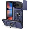 ESHUYI Cover per iPhone 18 Pro Max / 17 Pro Max con Fotocamera Scorrevole | Protezione antiurto militare, supporto ad anello, compatibile con supporti magnetici per auto, Blu