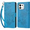 KENHONER Custodia per Honor 600 Smart 5G Cover, Blu Farfalla | Portafoglio in Pelle PU Retro, Antiurto Flip, Slot per Schede, Funzione Stand, Chiusura Magnetica