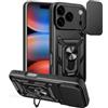 ESHUYI Cover per iPhone 17 Pro/iPhone 18 Pro con Fotocamera Scorrevole | Protezione antiurto militare, supporto ad anello, compatibile con supporti magnetici per auto, Nero