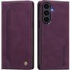 rongki Custodia per Samsung Galaxy S26 FE, Cover in Pelle Sintetica Portafoglio con Slot per Carte, Supporto, Chiusura Magnetica, Antiurto Case per Samsung Galaxy S26 FE, Viola