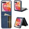 COQUE Custodia per Motorola Razr 50 Ultra Shell,Magnetico Laterale Multi-Slot Porta Biglietti da Visita Portafoglio Cover,Flip Case per Motorola Razr 50 Ultra-Blu