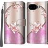 PHINIENLAND Cover per Google Pixel 10A custodia portafoglio Rosa | 3 scomparti carte, 1 tasca banconote, Chiusura magnetica, Supporto, Pelle PU flip cover per Pixel 10A